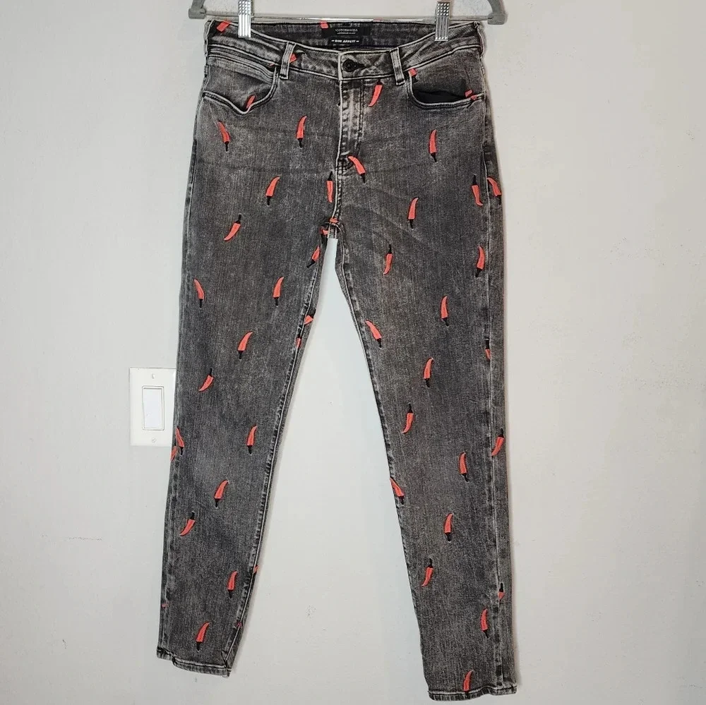 Scotch & Soda Pepper Embroidered Slim‎ Boyfriend Grey jeans.  Size 26.